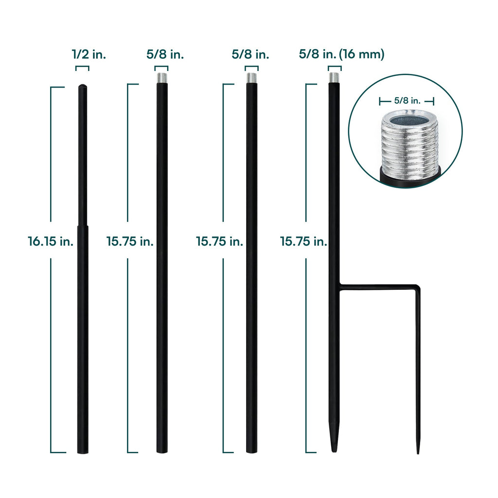 Wind Spinner Replacement Poles- 5/8 inch diameter (φ16mm)
