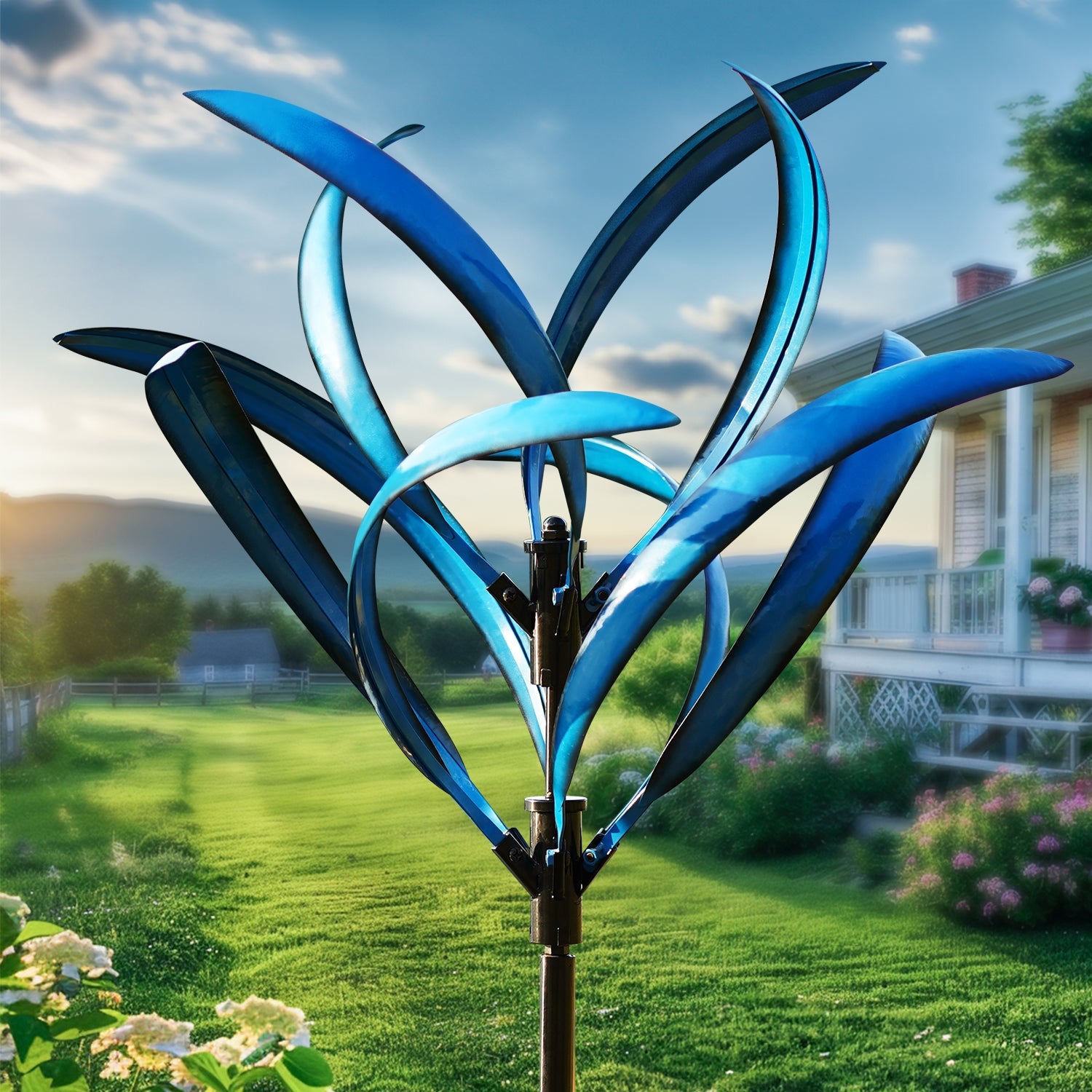 Blue Magnolia Wind Spinner