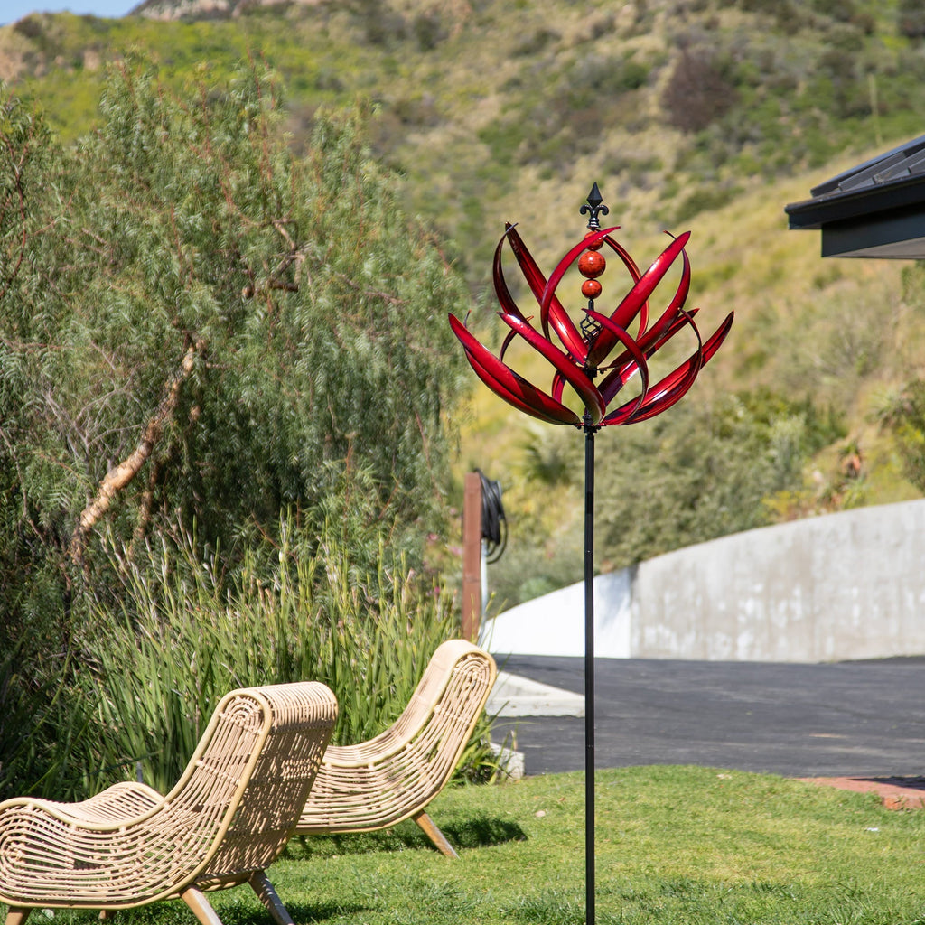 Crimson Lotus Wind Spinner