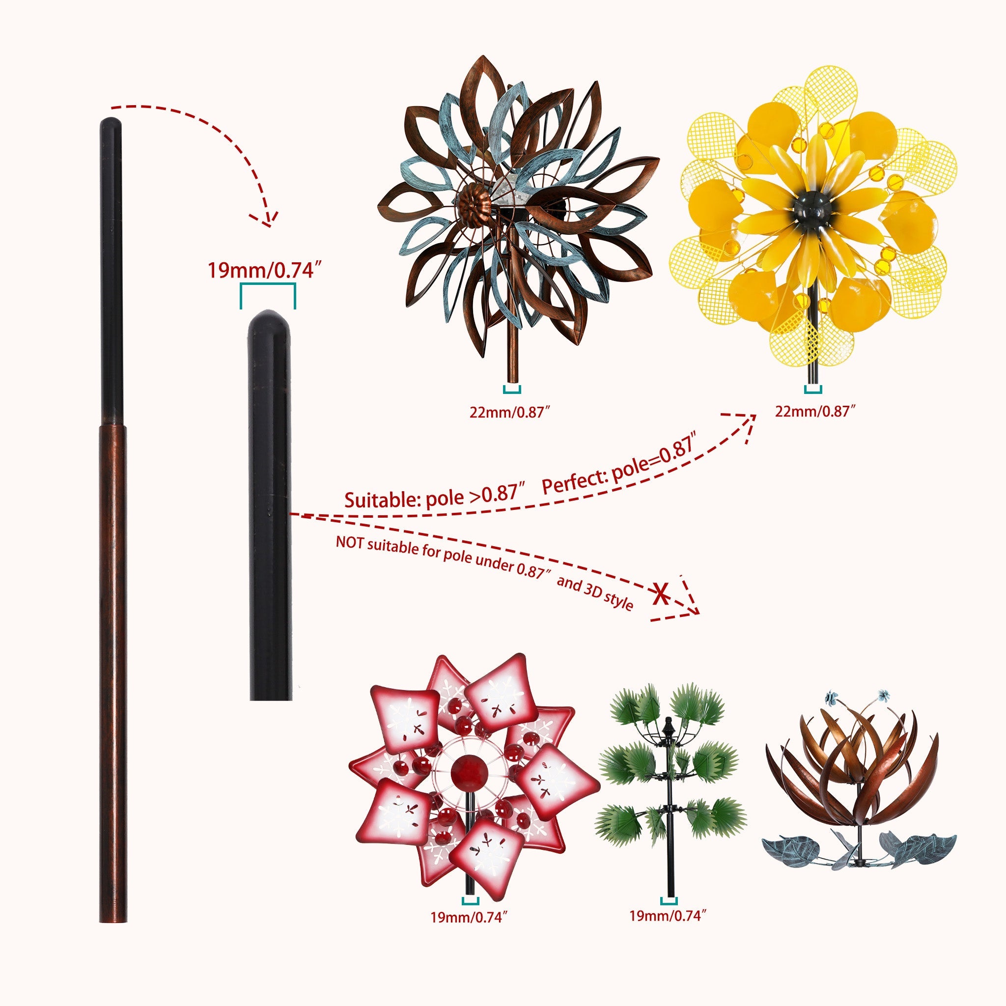 Wind Spinner Replacement Poles