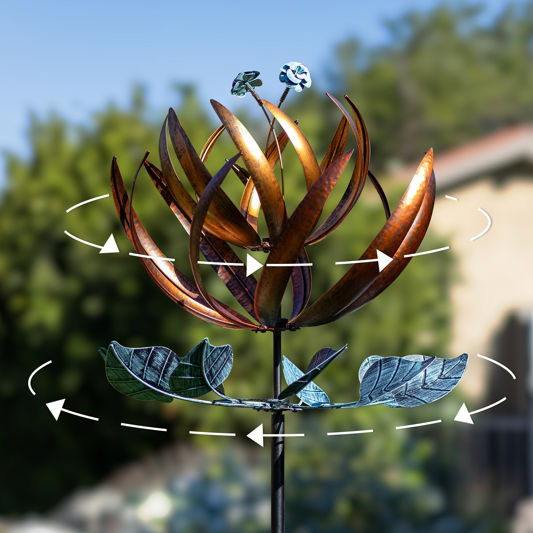 Copper Flower Wind Spinner