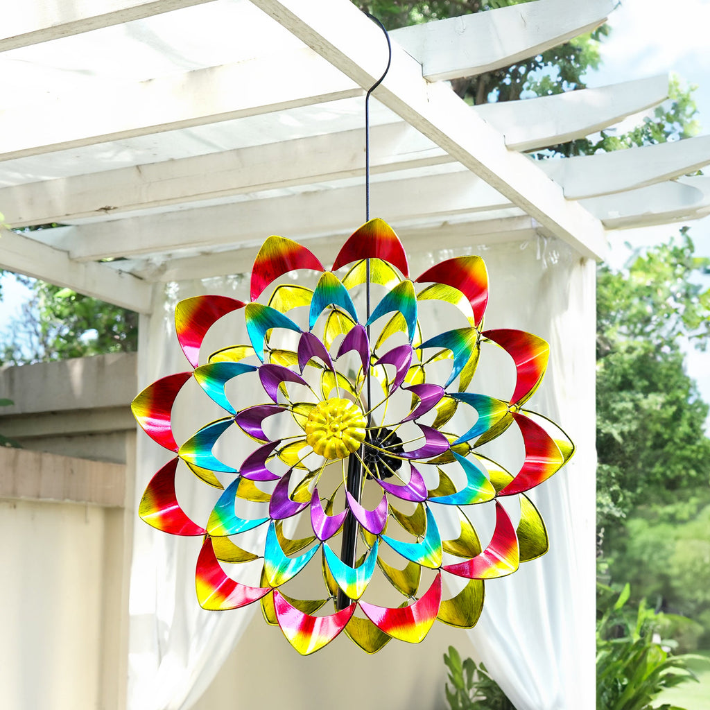 Rainbow Zinnia Wind Spinner