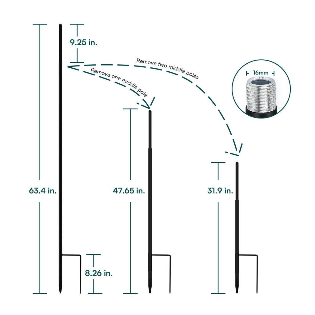 Wind Spinner Replacement Poles- 5/8 inch diameter (φ16mm)