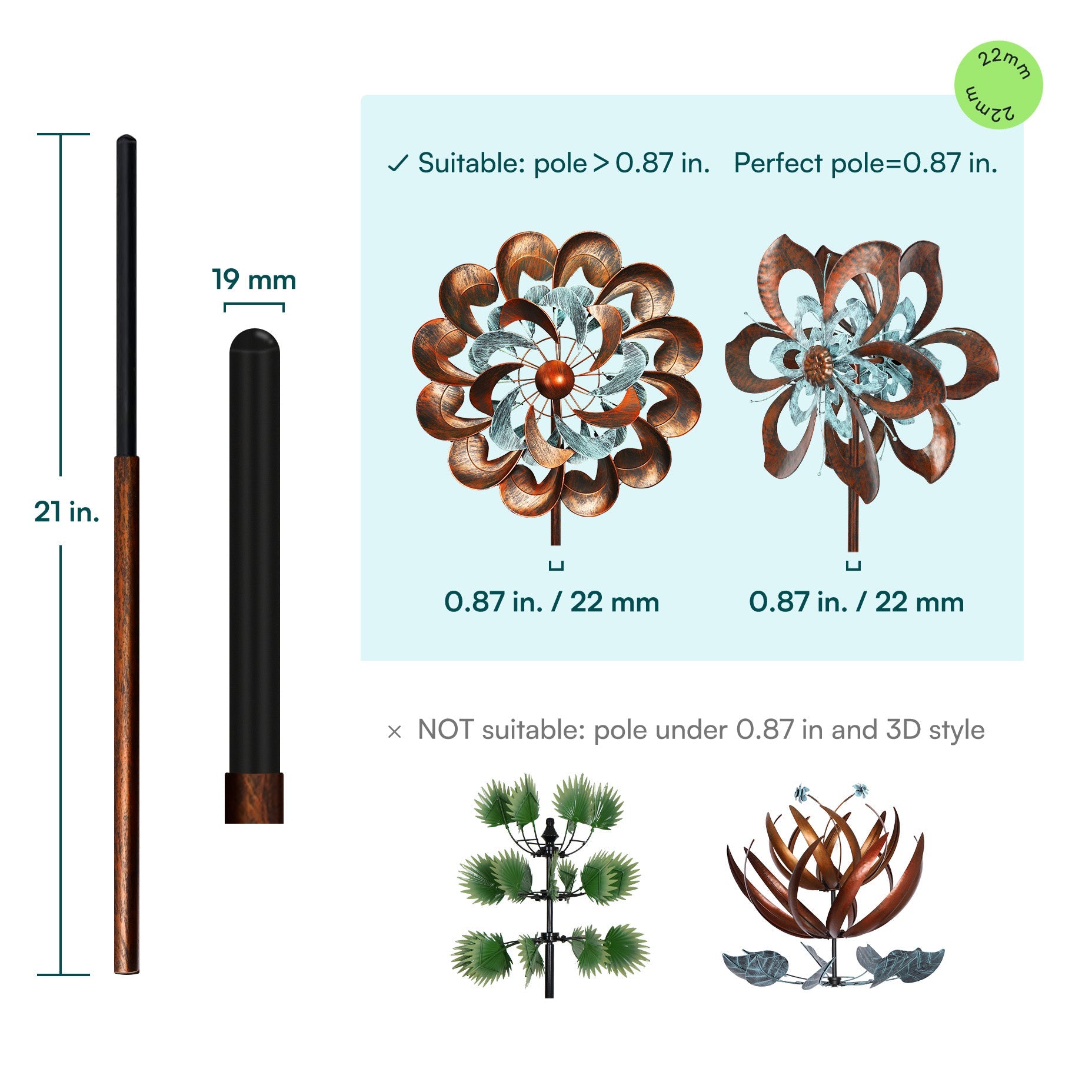 Wind Spinner Replacement Poles