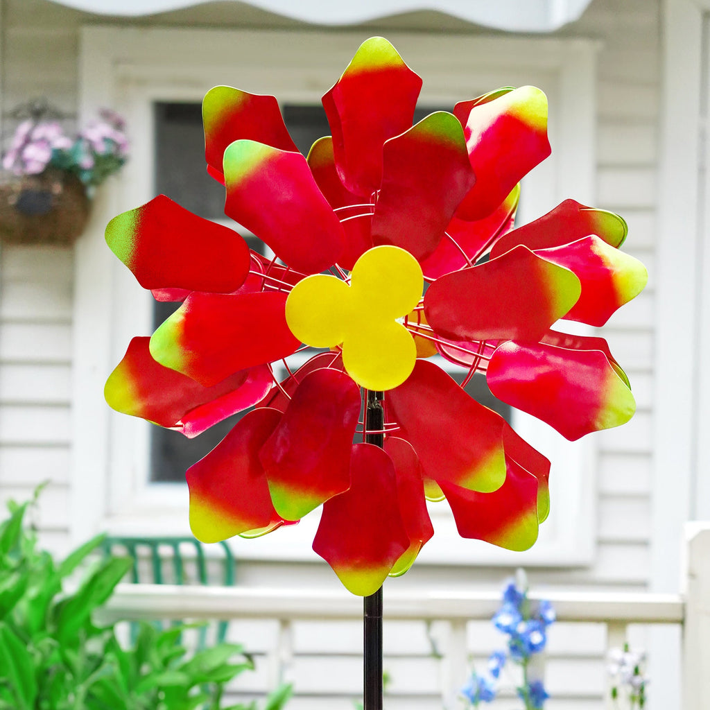 Radiant Dahlia Solar Wind Spinner